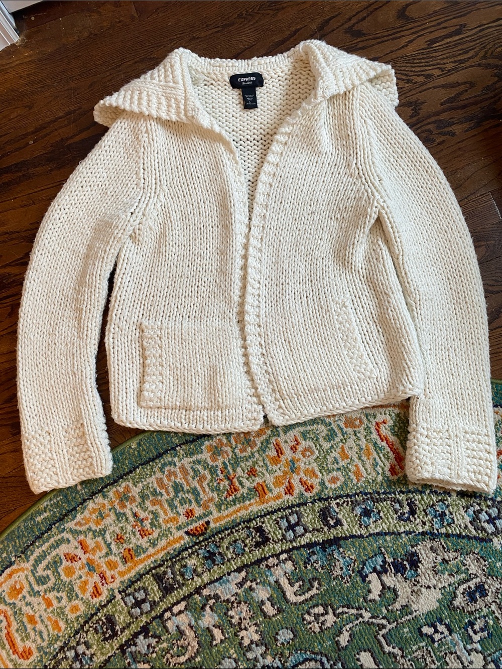 Express Cream Chunky Knit Cardigan